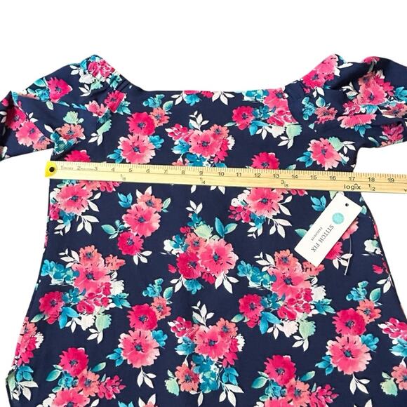Stitch Fix Status Top Womens Size S Blue Pink Floral Off Shoulder Colorful NWT - Picture 10 of 12